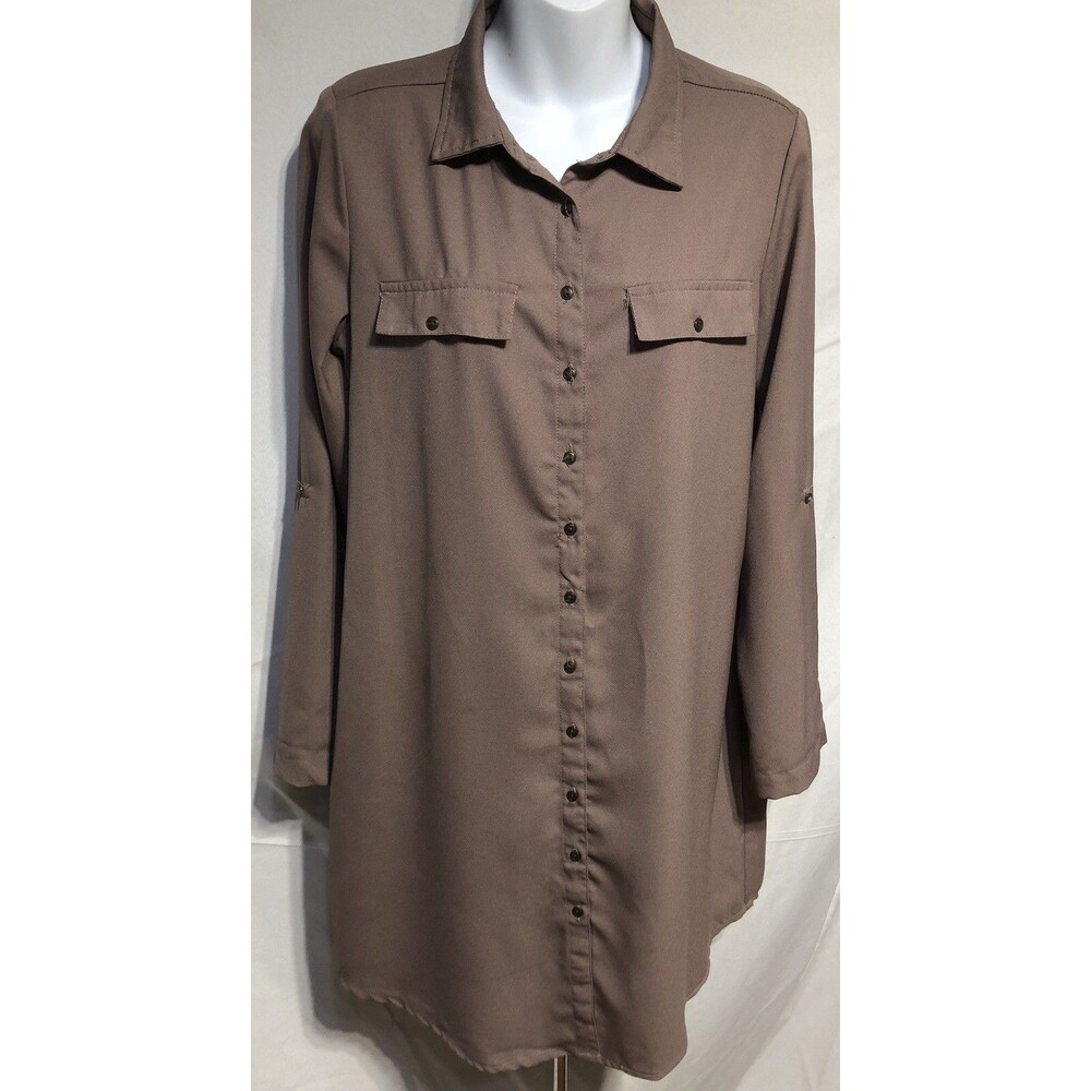 Vintage Charlotte Russe shirt dress M Mauve Roll Tab ButtonUp Coastal Cottage